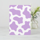 pastel paarse koe print kawaii kaart (Staand voorkant)