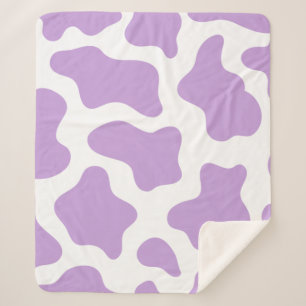 pastel paarse koe print kawaii sherpa deken