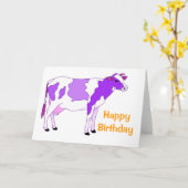 Pastel Paarse Koe verjaardag Kaart (Gele Bloem)