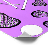 Pastel paarse lacrosse-sticks patroon poster (Hoek)