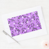Pastel paarse lacrosse-sticks patroon rechthoekige sticker (Envelop)