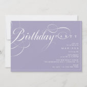 Pastel Paarse Lavendel Eenvoudige Kalligrafie Verj Kaart (Voorkant)