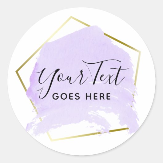 Pastel Paarse Lavendel Paint & Gold Minimalist Ronde Sticker (Voorkant)