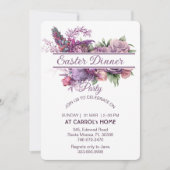 Pastel Paarse Lila Flora Roos Paasfeest Kaart (Voorkant)