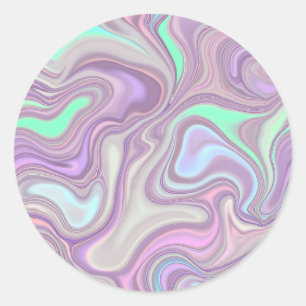Pastel Paarse Marmer Spiraalpatroon Ronde Sticker