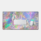 Pastel Paarse Marmeren Opal Monogrammed Girly Cute Bureaumat (Keyboard & Muis)