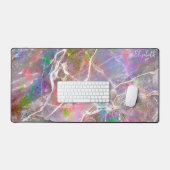 Pastel Paarse Marmeren Opal Monogrammed Girly Cute Bureaumat (Keyboard & Muis)
