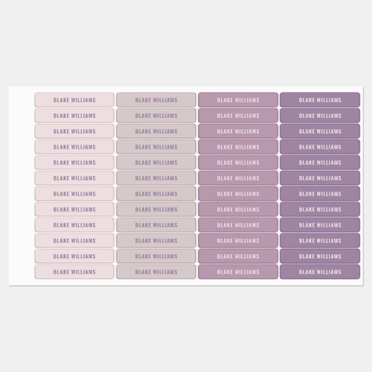 Pastel Paarse Modern Girls Name School Labels (Vel)