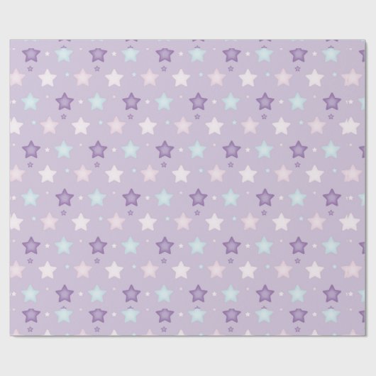 Pastel Paarse multicolorstars Cadeaupapier (Vlak)