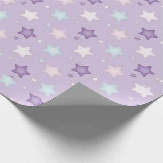 Pastel Paarse multicolorstars Cadeaupapier (Hoek)