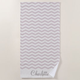 Pastel paarse naam zig zag streep geometrisch strandlaken