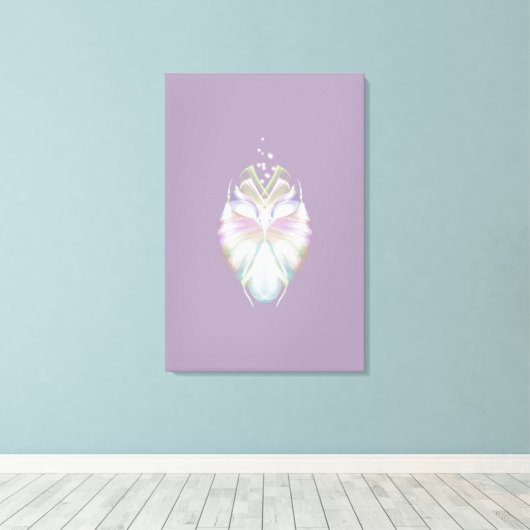 Pastel Paarse Oracle Owl Canvas Afdruk (Insitu (Houten vloer))