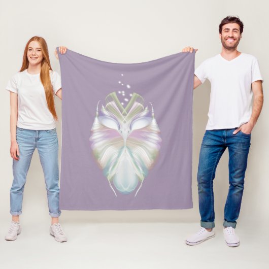 Pastel Paarse Oracle Owl Fleece Deken (In situ)