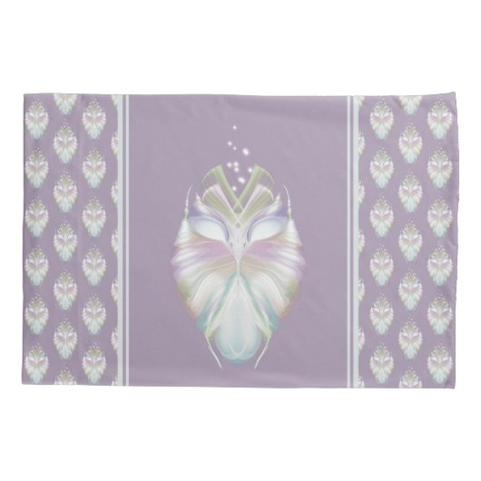 Pastel Paarse Oracle Owl Kussensloop (Achterkant-Links)