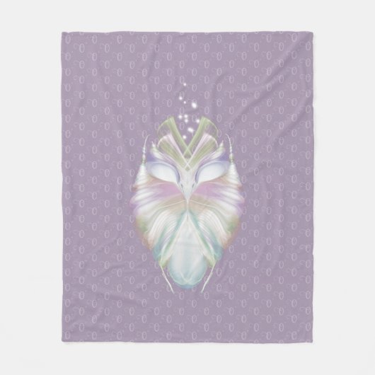 Pastel Paarse Oracle Owl Monogram Fleece Deken (Voorkant)