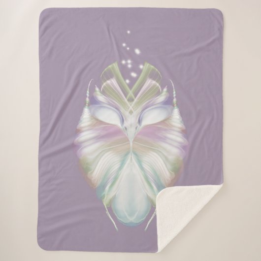 Pastel Paarse Oracle Owl Sherpa Deken (Voorkant)