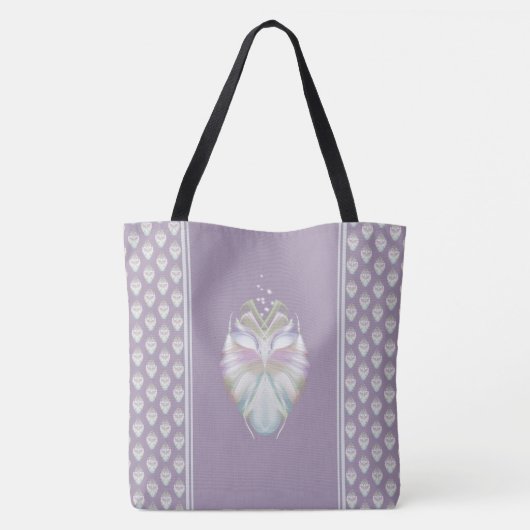 Pastel Paarse Oracle Owl Tote Bag (Achterkant)