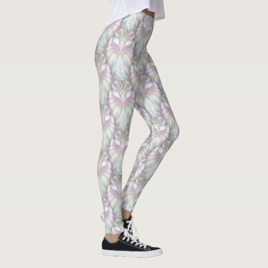 Pastel Paarse Oracle Uil Patroon Leggings (Rechts)