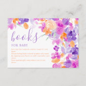 Pastel paarse oranje bloemboeken voor baby shower informatiekaartje (Voorkant)