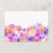 Pastel paarse oranje bloemboeken voor baby shower informatiekaartje (Achterkant)