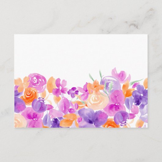 Pastel paarse oranje bloemboeken voor baby shower informatiekaartje (Achterkant)