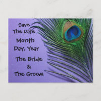Pastel Paarse Pauw Save the Date Briefkaart