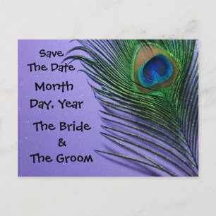 Pastel Paarse Pauw Save the Date Briefkaart