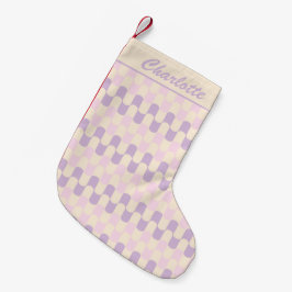 Pastel Paarse Retro Geometrische Patroon Aangepast Kleine Kerstsok