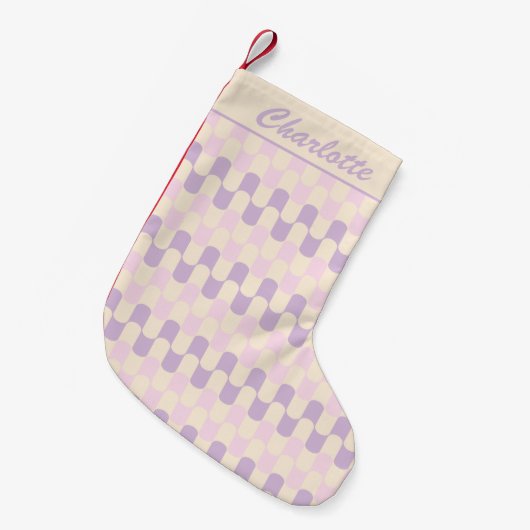 Pastel Paarse Retro Geometrische Patroon Aangepast Kleine Kerstsok (Voorkant (Hangend))