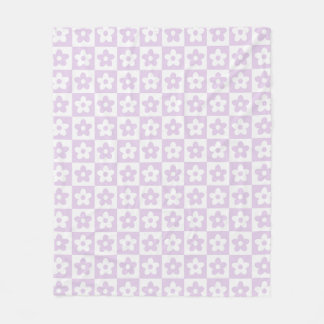 Pastel Paarse Retro geruit bloempatroon Fleece Deken