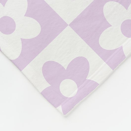 Pastel Paarse Retro geruit bloempatroon Fleece Deken (Hoek)