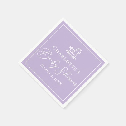 Pastel Paarse Rocking Horse Baby shower Custom Servet (Hoek)