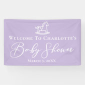 Pastel Paarse Rocking Horse Baby shower Custom Spandoek (Horizontaal)