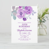 Pastel Paarse Roos Bloemengroen 30e Verjaardag Kaart (Staand voorkant)