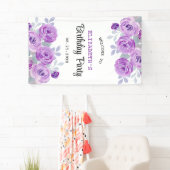 Pastel Paarse Roos groen Verjaardag Welkom Spandoek (Insitu)