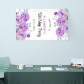 Pastel Paarse Roos groen Verjaardag Welkom Spandoek (Beurs)