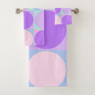 Pastel Paarse roze Aqua Geometrische cirkelvormig  Bad Handdoek