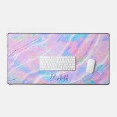 Pastel Paarse Roze Blauw Holografisch Meisje Naam Bureaumat (Keyboard & Muis)