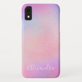 Pastel Paarse Roze Blauw Monogram Naam Case-Mate iPhone Case (Achterkant)
