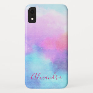 Pastel Paarse Roze Blauw Monogram Naam Case-Mate iPhone Case