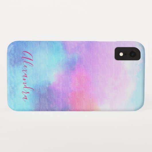 Pastel Paarse Roze Blauw Monogram Naam Case-Mate iPhone Case (Achterkant (horizontaal))