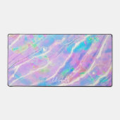 Pastel Paarse Roze & Blauwgroen Holografische Marm Bureaumat (Voorkant)