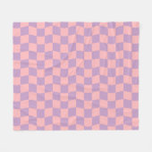 Pastel Paarse Roze Eenvoudige Wavy Checkerboard Fleece Deken (Voorkant (Horizontaal))