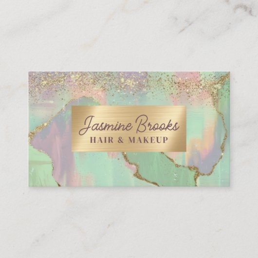 Pastel Paarse Roze en Mint Modern Gold accenten Visitekaartje (Voorkant)