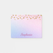 Pastel Paarse Roze Glitter Gouden Sterren Post-it® Notes (Voorkant)