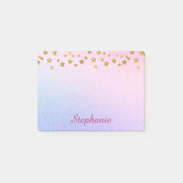 Pastel Paarse Roze Glitter Gouden Sterren Post-it® Notes