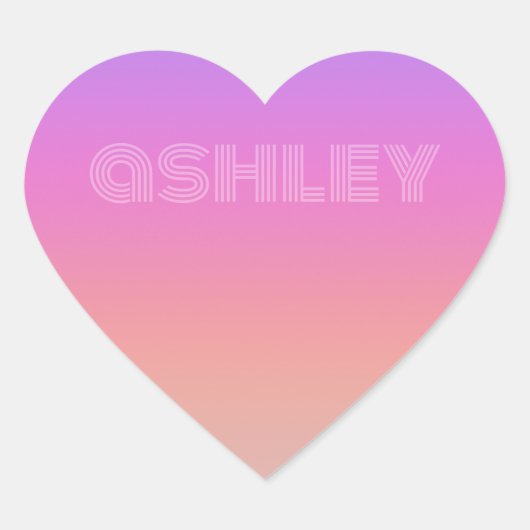 Pastel Paarse Roze Koraal Ombre - enorme monogram Hart Sticker (Voorkant)