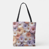 PASTEL PAARSE ROZE PERZIK WITTE DAISY FLOWERS TOTE BAG (Achterkant)