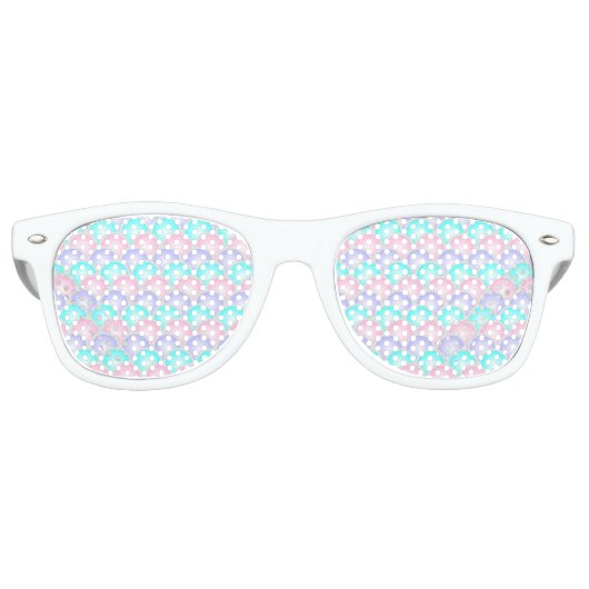 pastel paarse roze turquoise mermaid scales retro zonnebril (Voorkant)