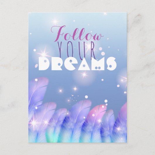 Pastel Paarse roze veren Inspirerend Briefkaart (Voorkant)